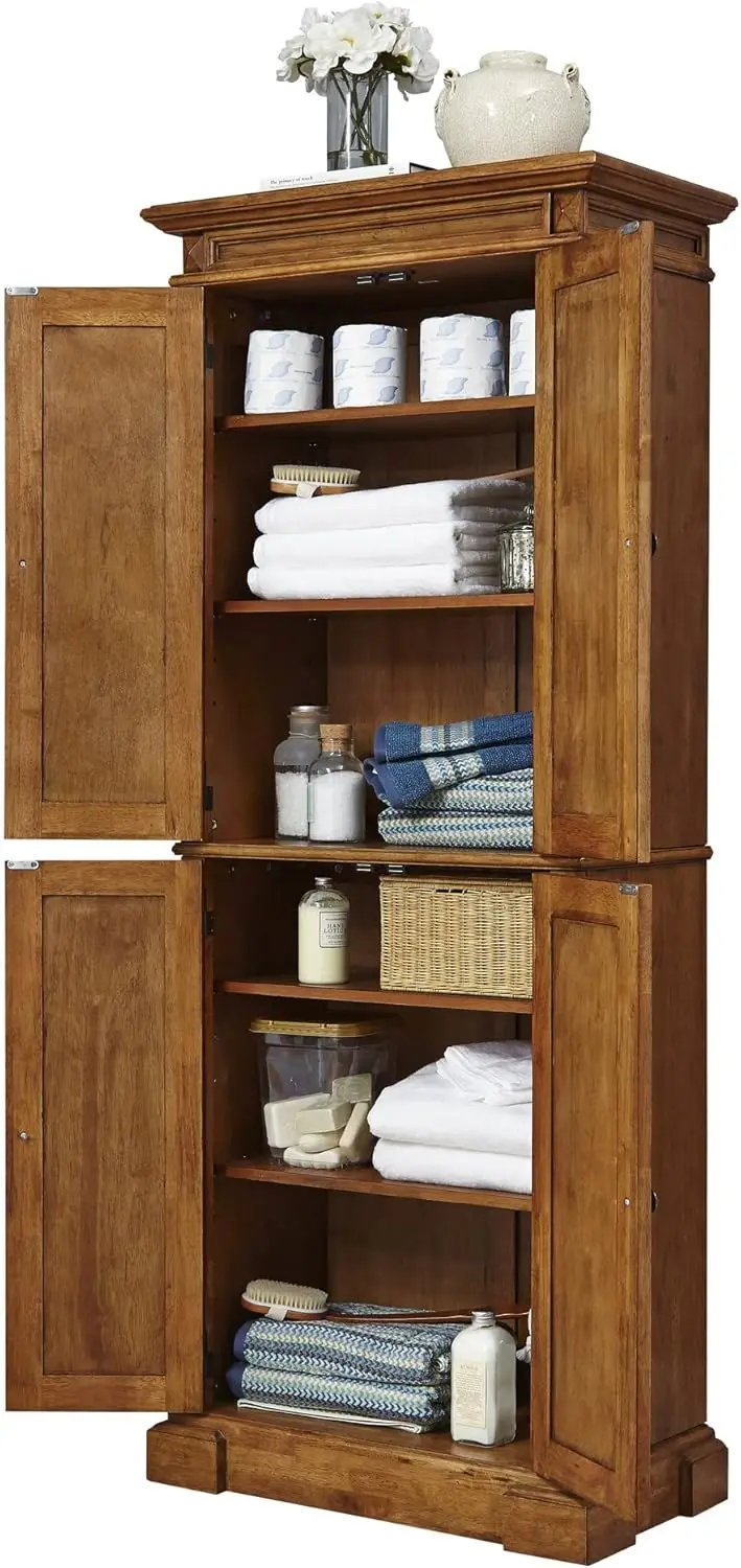 Pantry with Drawer and Adjustable Shelves 72 Inches High by 30 Inches Wide Distressed Oak