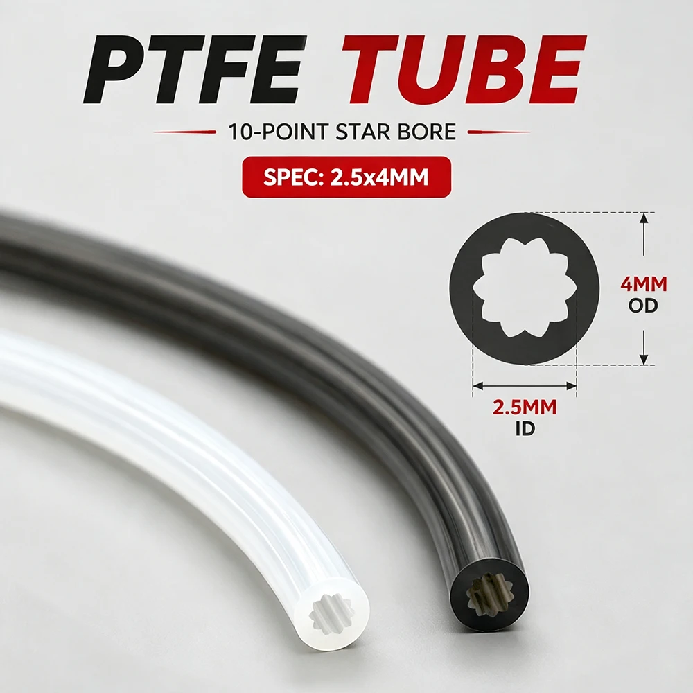 Star-Shaped PTFE Tube ID2.5mm OD4mm 1-10M Bowden Feed Pipe for 1.75mm Filament 3D Printer Extruder Replacement Accessories