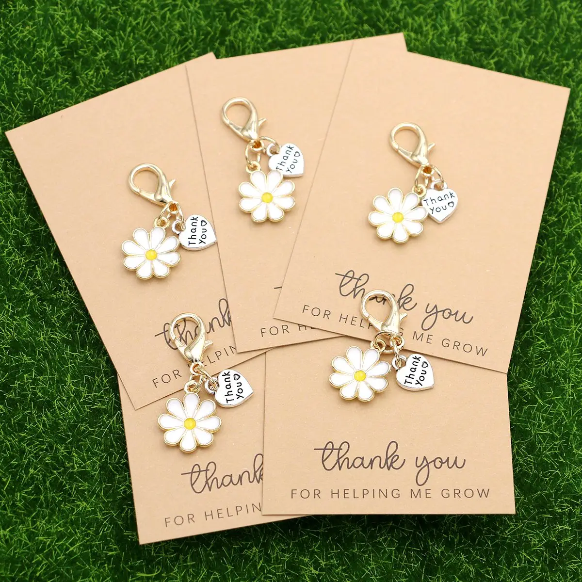 5pcs Elegant Charm Heart & Flower Keychains Inspirational Cards Daisy Tulip Hydrangea Cherry Blossom Birthdays Weddings Festive - AliExpress 36