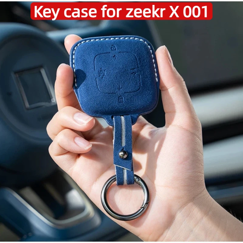 For ZEEKR 001 X All series Suede keycase Car remote key full protective cover Car for zeekr X 001interior decoration accessories