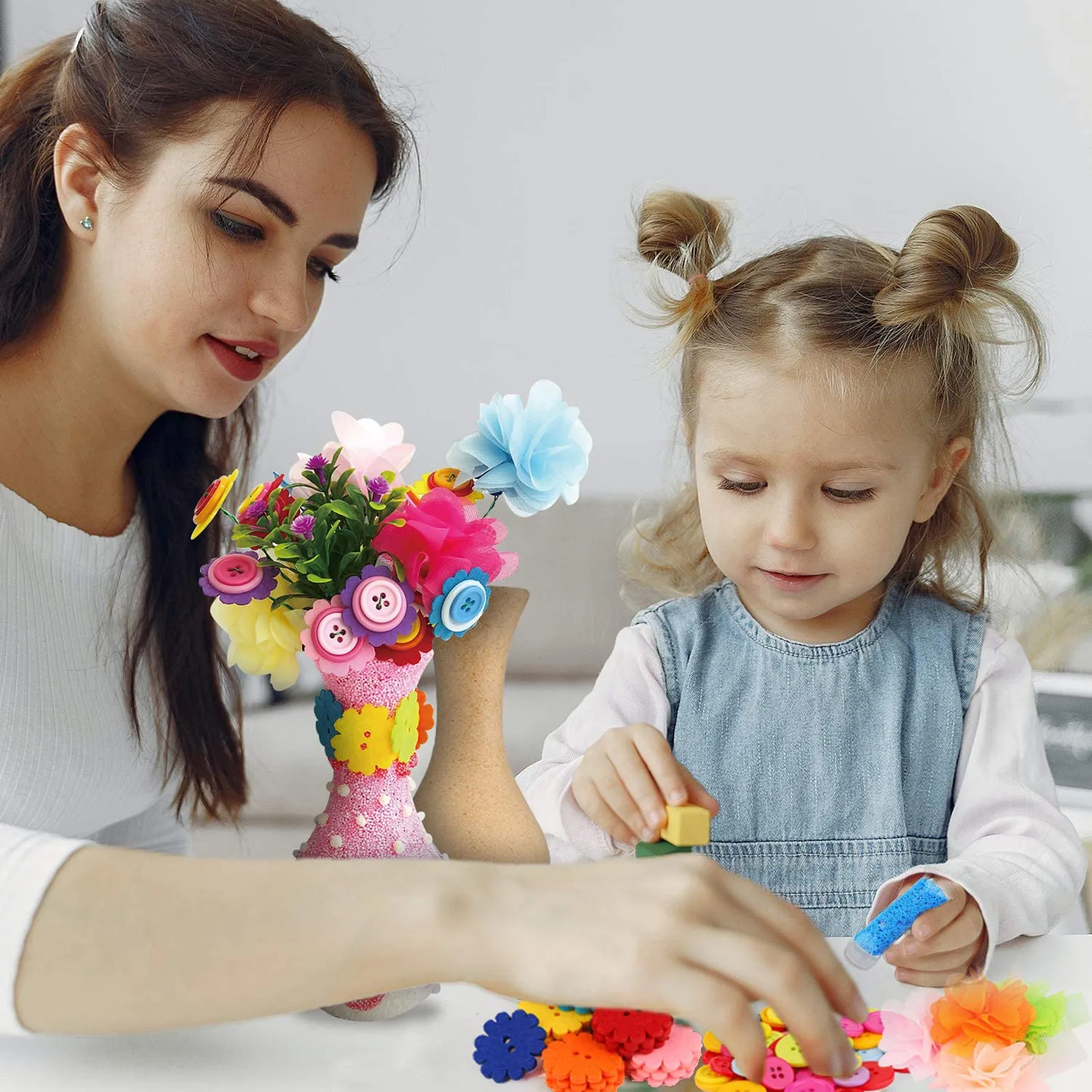 2Sets Flower Craft Kit for DIY Vase Making Set Safe Eco-Friendly Materials Develops Patience Party Holiday Home