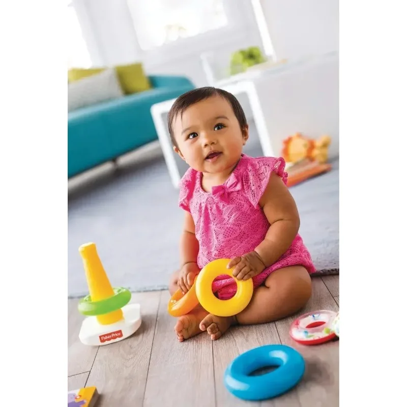 0-36 Months Educational Toys Baby Stack Up Nesting Rainbow Tower Ring Learning Brilliant Basics Rock-a-Stack Rattle Toy