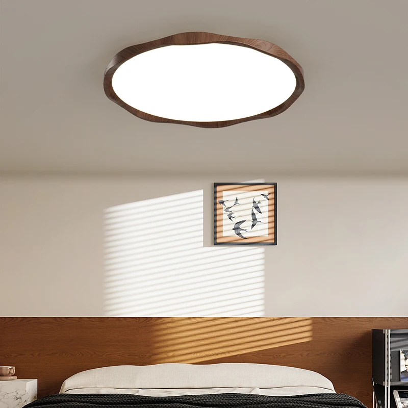 Full Spectrum Walnut Grain Living Room Lamp Creative Round Combination Ceiling Lamp Hall Lamp Modern Minimalist Bedroom Lamp