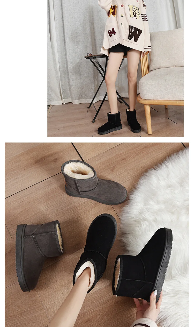 2026 Schneestiefel Winter Warme Modische Rutschfeste Schuhe Dicke Pelz-Plattform Flache Kurze Stiefel-Sneaker – Detail 11