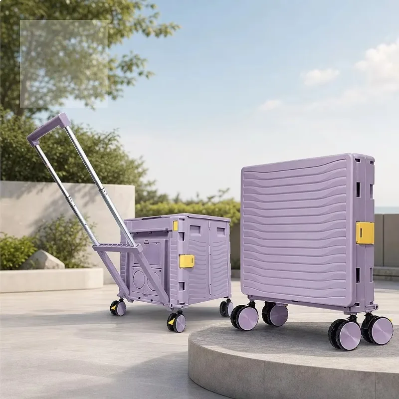 Portable 85L Camping Wagon Cart, 100KG Bearing Foldable Hand Cart with USB Port for Outdoor Shopping & Home Storage