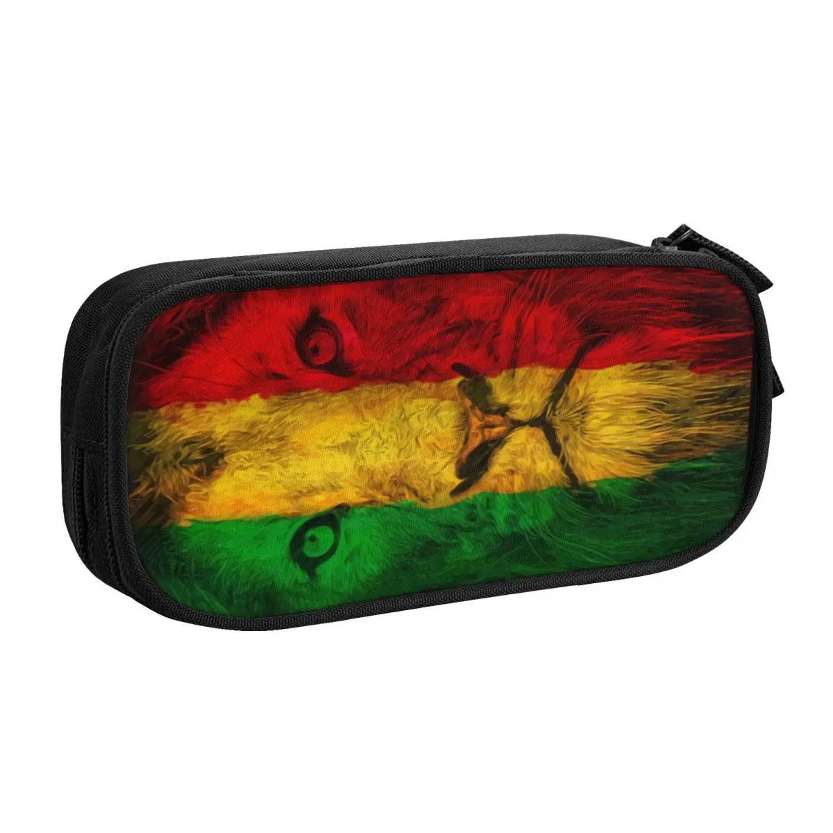 Korean Custom Reggae Rasta Power Flag Lion Pencil Case for Girls Boys Jamaica Pride Large Capacity Pen Box Bag Stationery