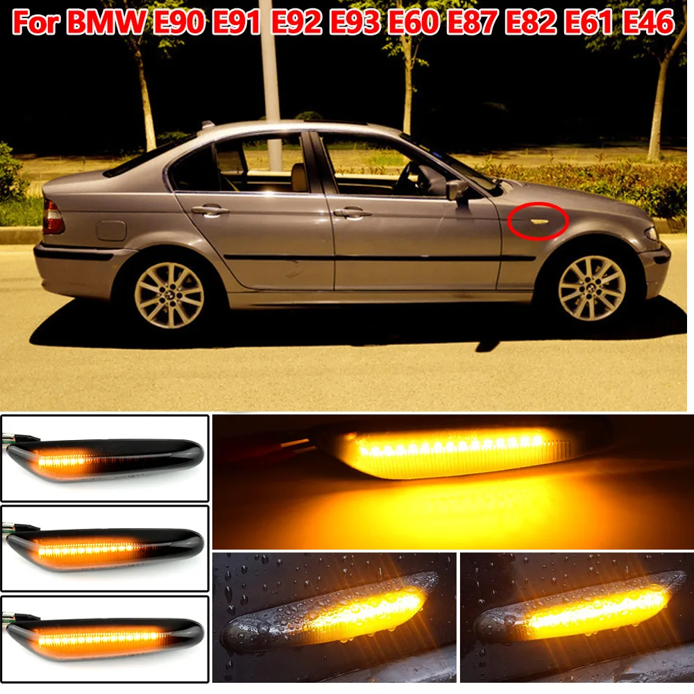 

2pcs For BMW E90 E91 E92 E93 E60 E87 E82 E46 Fender Side Lights Turn Signal Lights