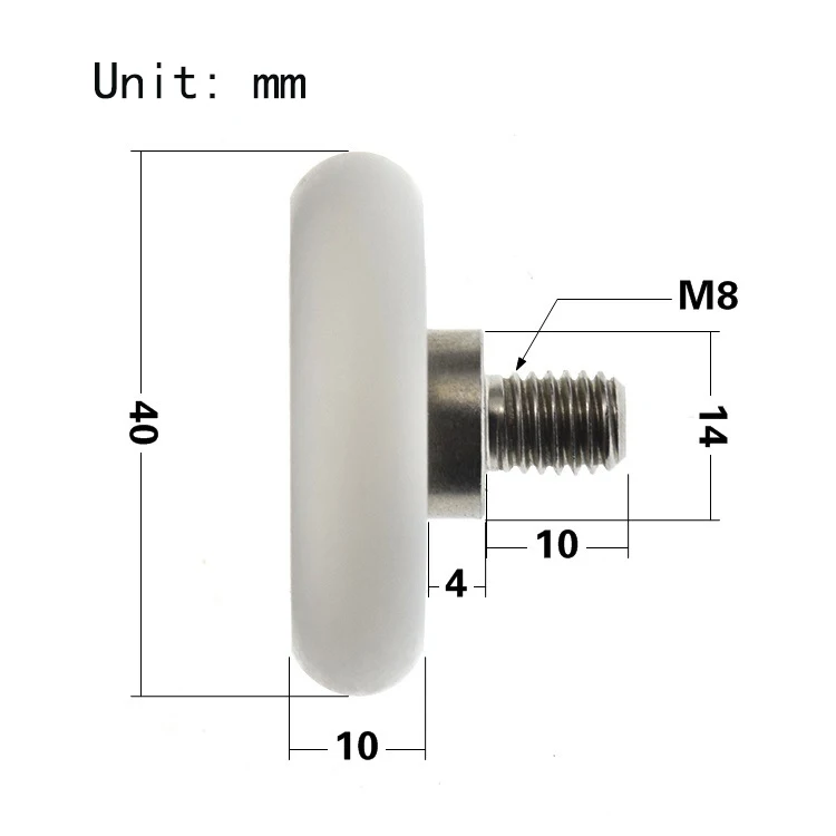 Plástico revestido Rolamento Polia Roda, Nylon Roller, Esférico Cam Pom, Polioximetileno, 6000zz, 10*40*10