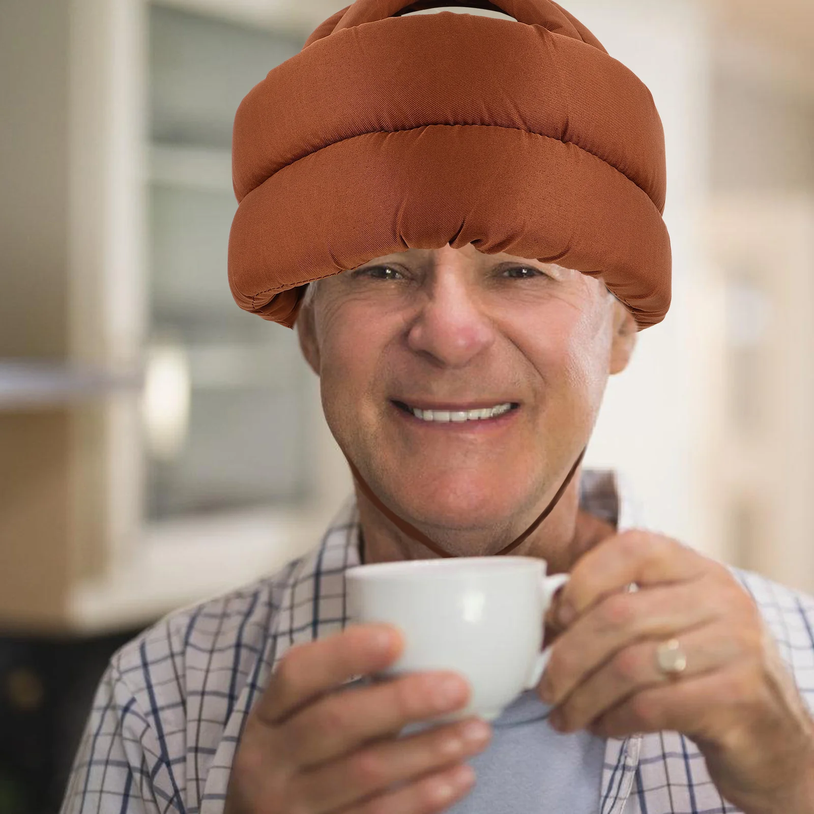 

Elderly Protective Hat Anti-Fall Safety Adjustable Strap Soft Cotton Bump Cap for Seniors Head Injury Prevention