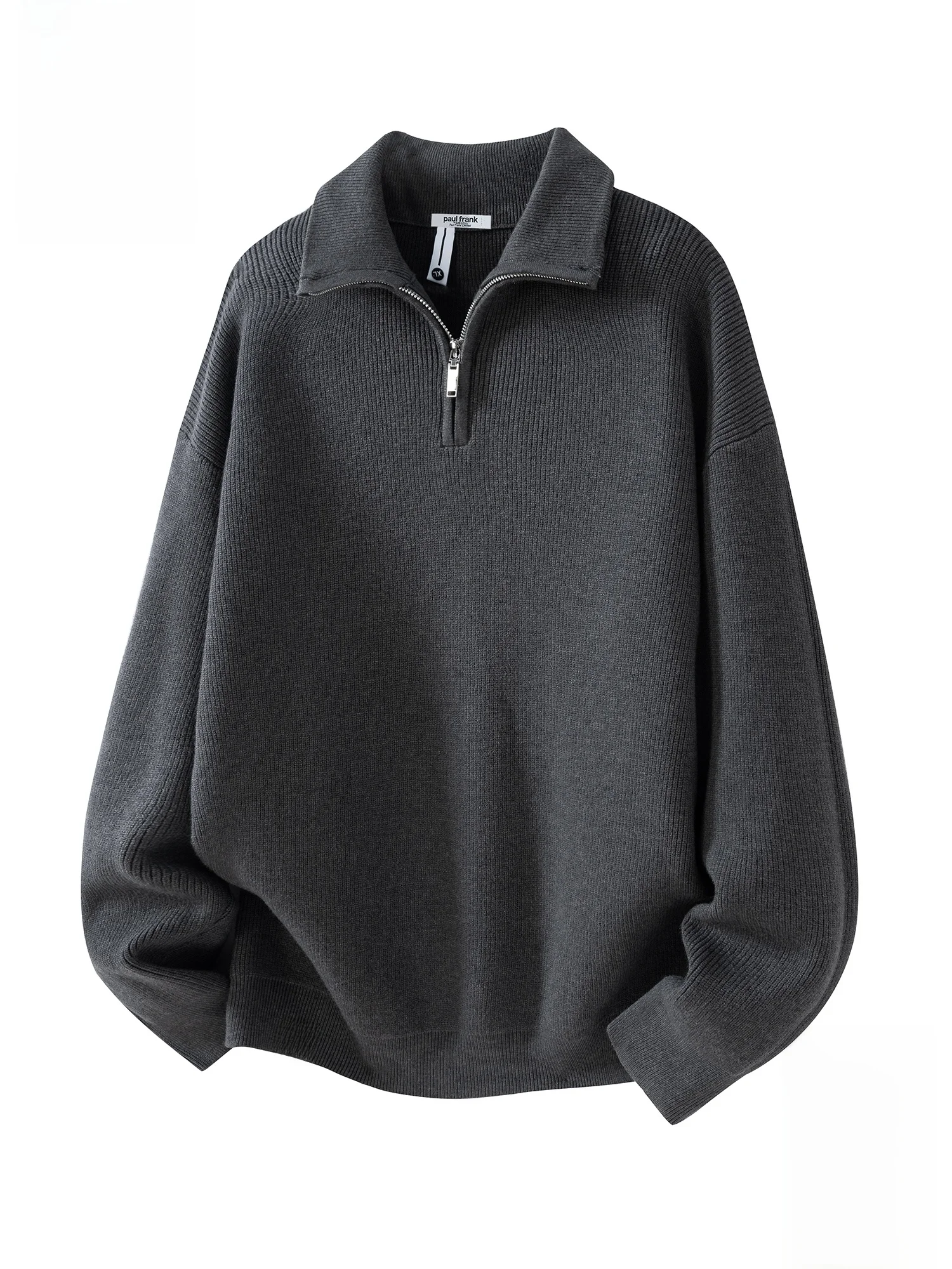 

Свитер PaulFrank M с воротником на молнии, зимний теплый повседневный универсальный вязаный свитер с длинными рукавами, из полиэфирного волокна, мягкий и удобный