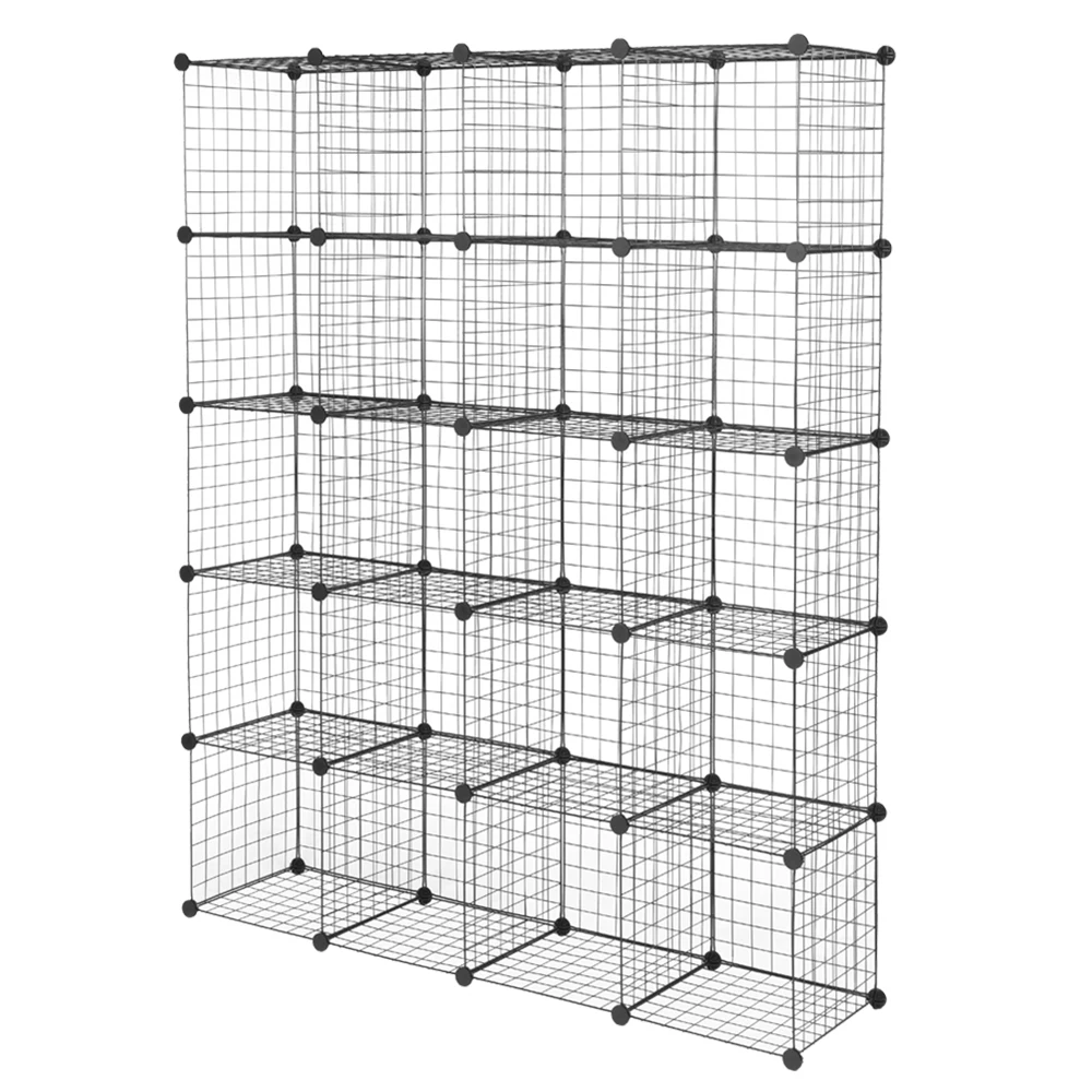 Multifuncional Wire Cube Prateleiras, 20-Cube Organizer, Metal Grade Cubbies Modular, Origami Design, Armazenamento e Estante