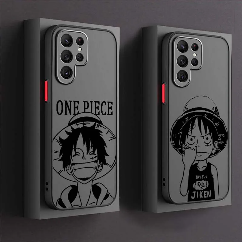

One Piece Comic D. Luffy For Samsung Galaxy S25 S24 S23 S22 S21 S20 S10 S9 Ultra FE 5G Frosted Translucent Phone Case