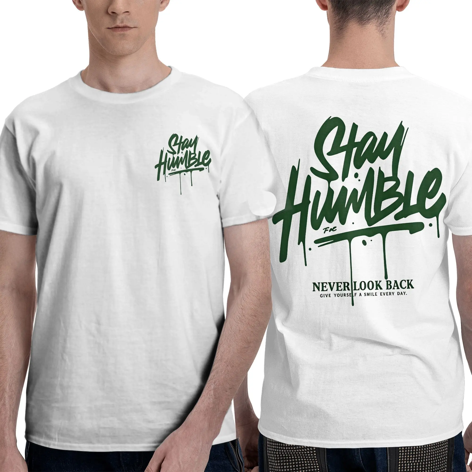 Stay Humble Never Look Back T Shirts Men Cotton Vintage T-Shirt Round Neck  Tees Short Sleeve Clothes Printing