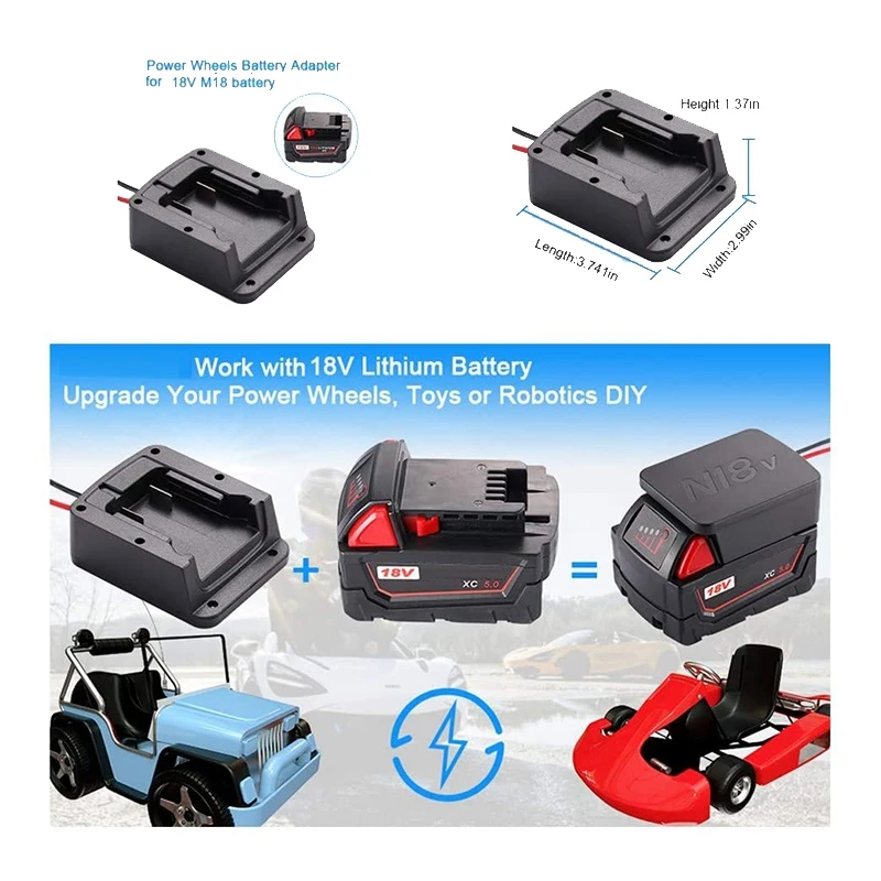 For 18V M18 Battery Adapter Power Source Mount With Wires,Battery Converter Connector For Power Wheels Adapter