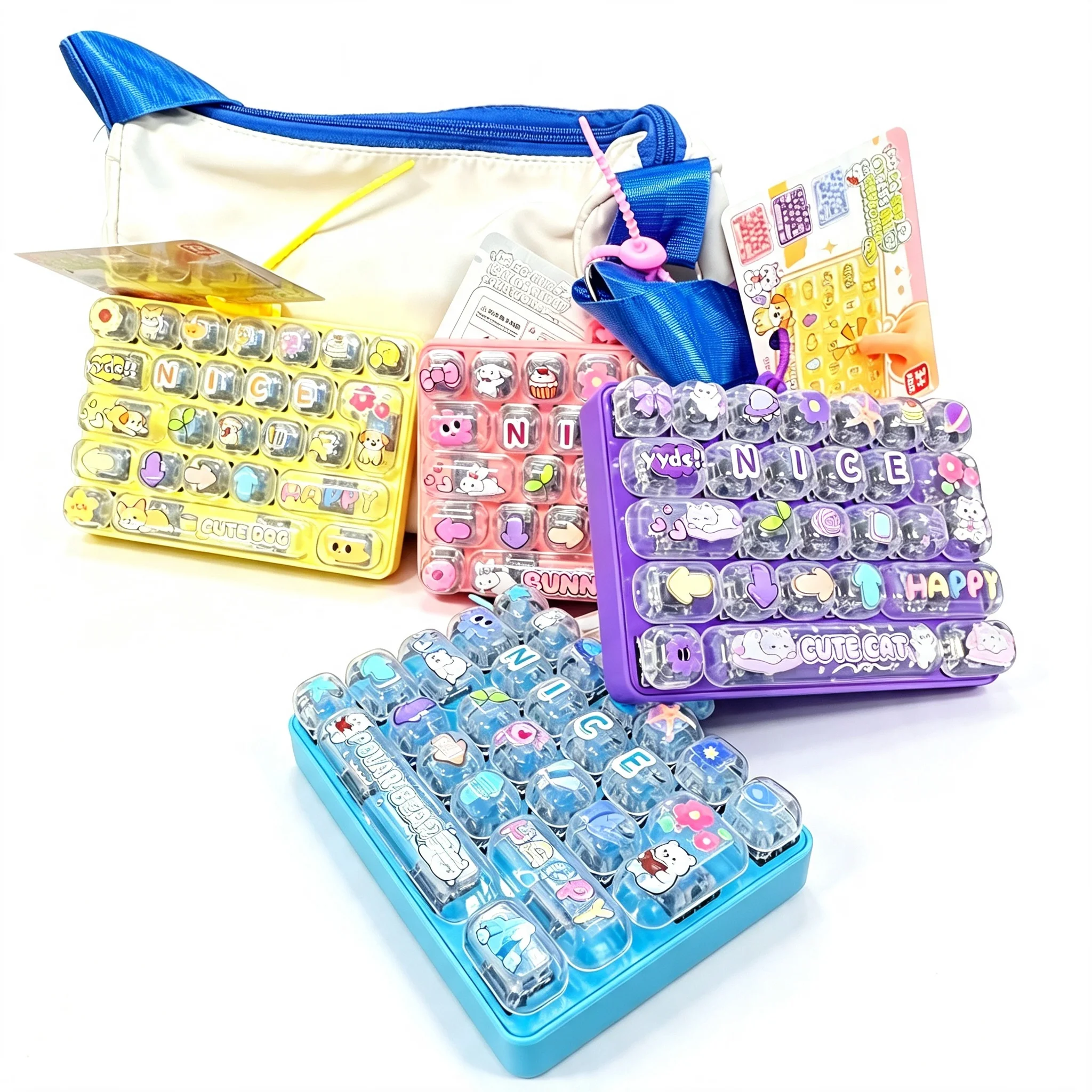 26Grid Anti-Stress Fidget Keycap Clicker Keyboard Keychain Cartoon Hand Decompression Button Relax Party Favor Gift
