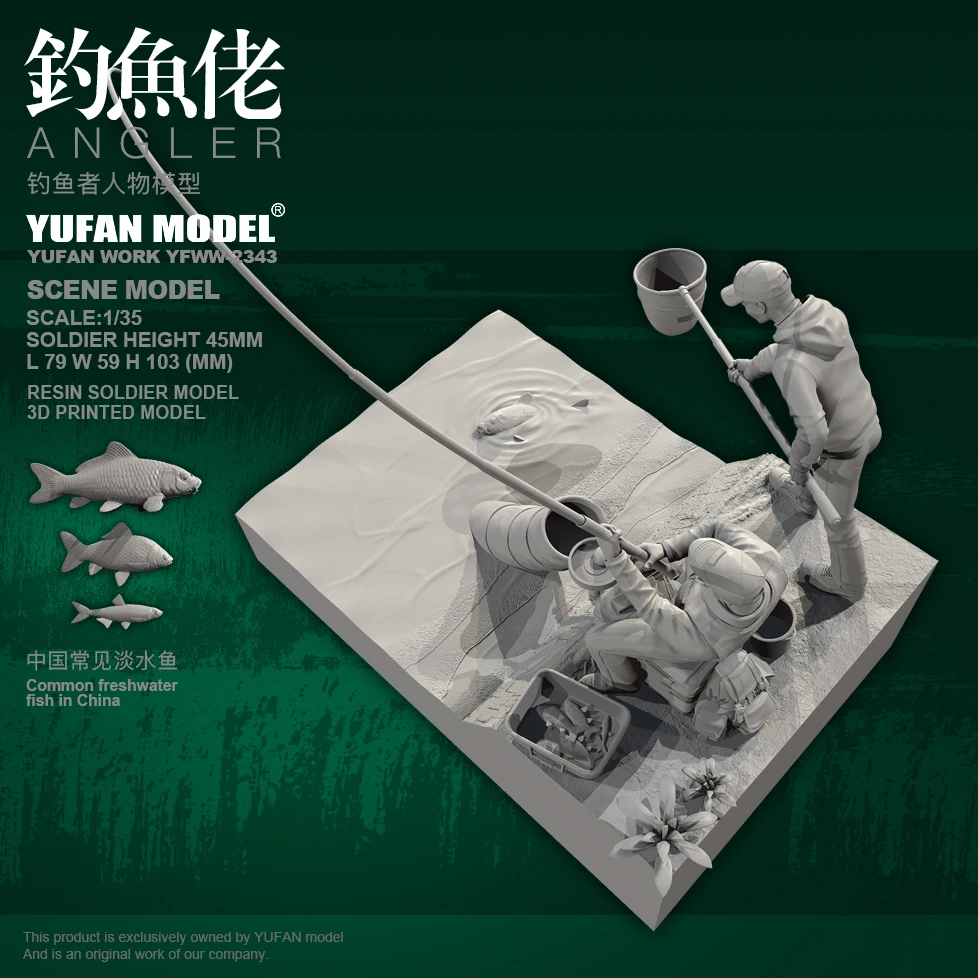 YUFAN Oryginalna figurka z żywicy w skali 1/35 Rybak YFWW-2343 + 3D