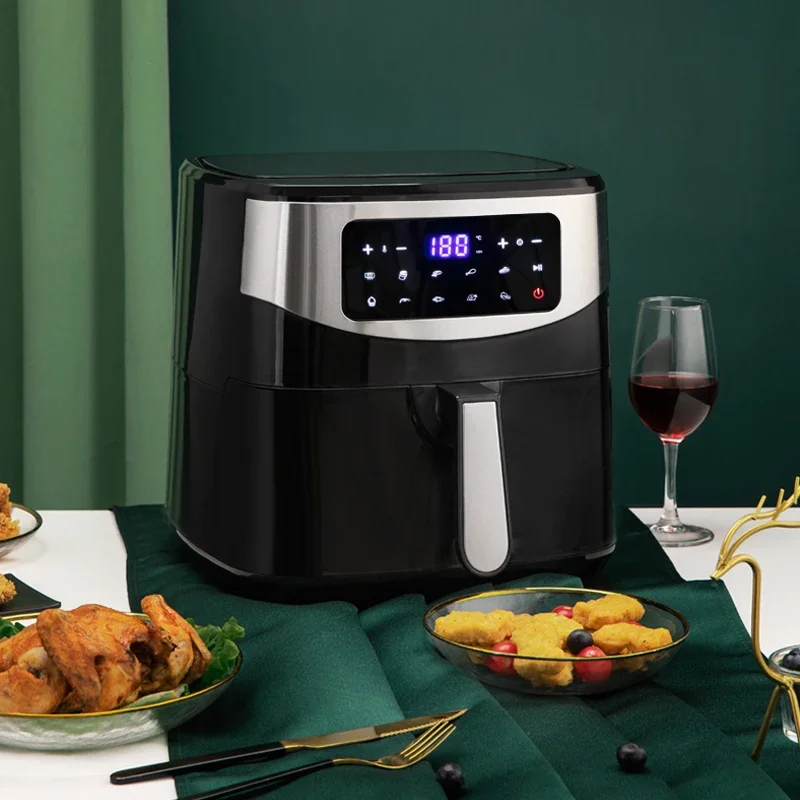 1600W Household Air Fryer 8L Touch Screen Panel Air Fryer Capacity Pizza Oil-Free Salt-Free Cookware Touch Screen Electric Fryer