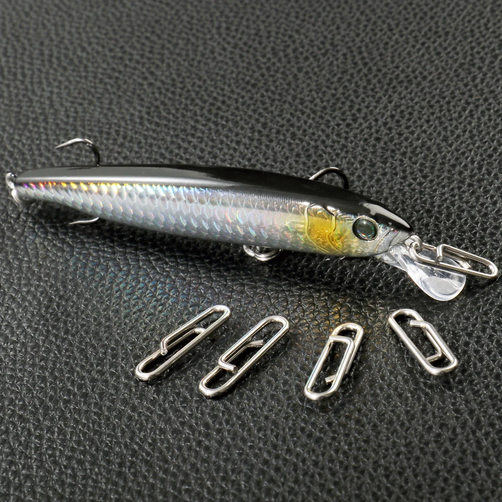GOBAIT Angeln Interlock Snap Fast Clips Edelstahl Ovale Schnalle Wirbel Köder Linie Zubehör Tackle Box 20-100 Stück Stecker – Detail 9