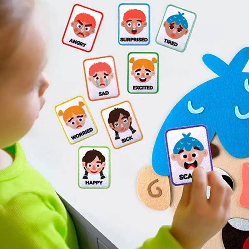 Social Emotional Learning Toys Multiplayer Felt Stickers Kit Game Non-woven Fabric Children's Expression Facial Feature stickers