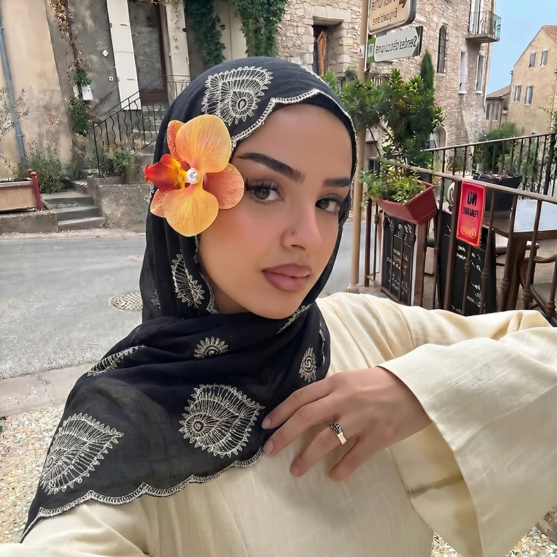 Lenço Muçulmano de Algodão e L - Embroidery Hijab avaliação e preço
