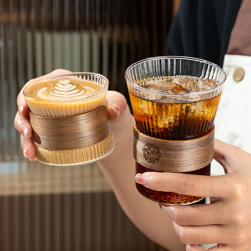 جيانكسي مطرقة كوب زجاجي منقوش للقهوة ، طقم الكونغ فو الصغير ، كوب الشاي ، خاتم الخشب ، أكواب رئيسية