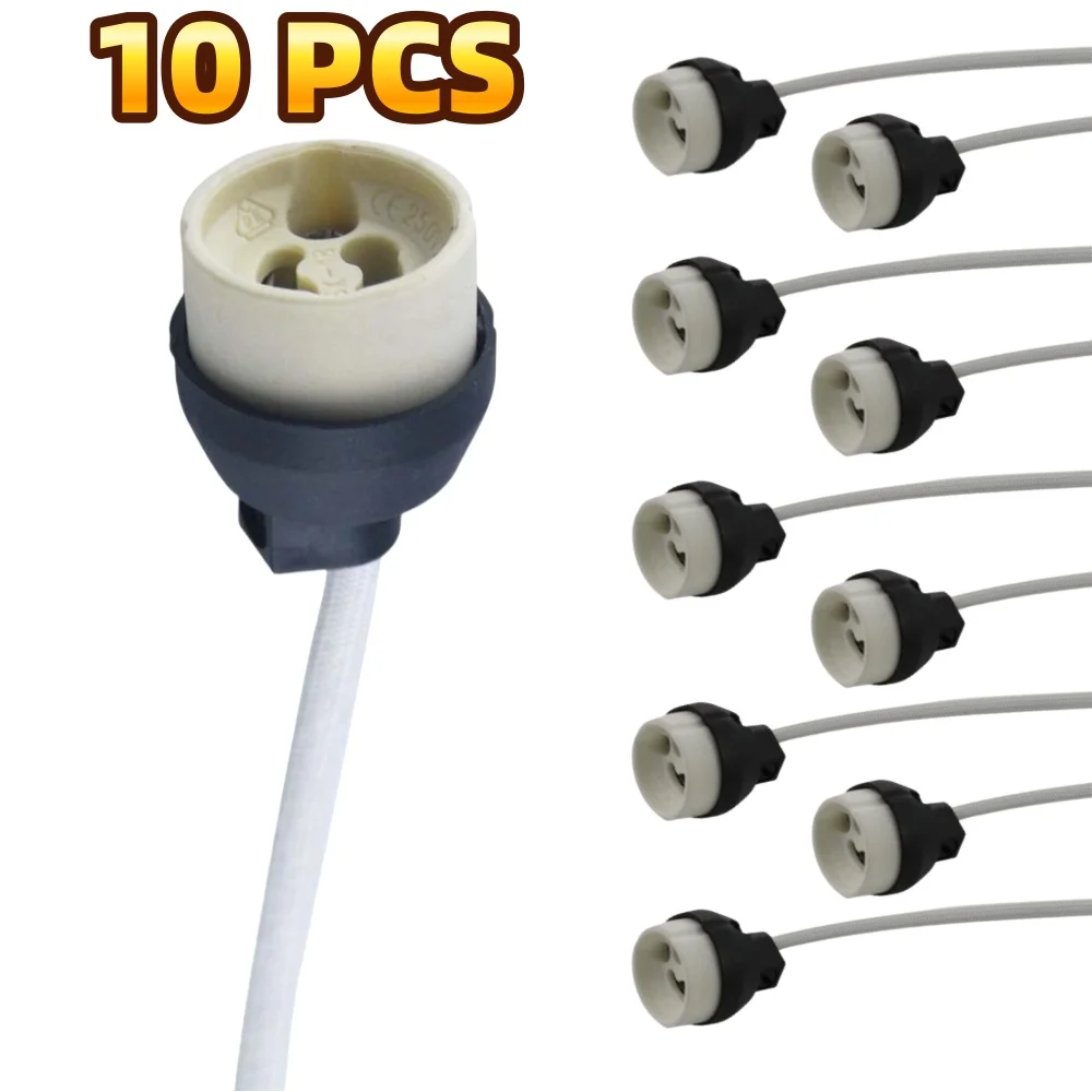 10/50 Pcs GU10 MR16 Lamp Holder Socket Base Adapter Wire Silicone Connector Socket for LED Halogen Light 15cm