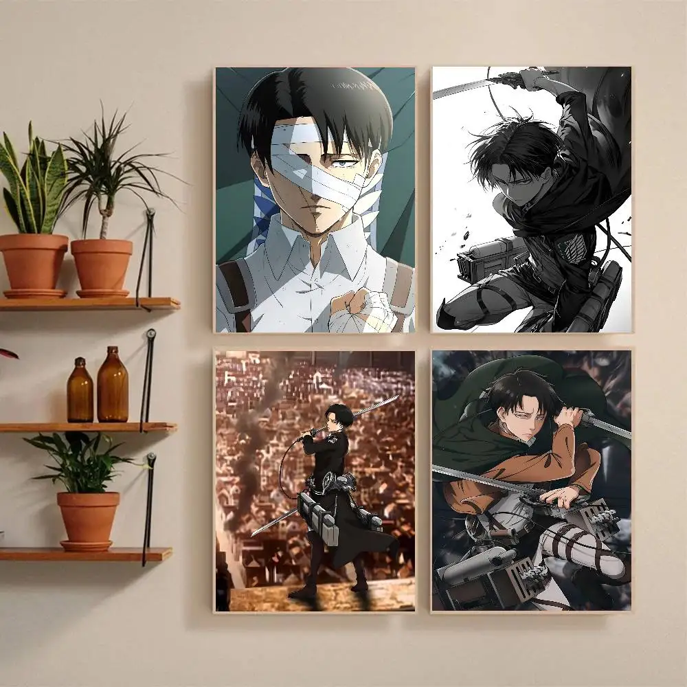 Anime A-Attack On Titan Levi Ackerman Manga Poster Self-adhesive Art Waterproof Paper Sticker Coffee House Bar Room Wall Decor