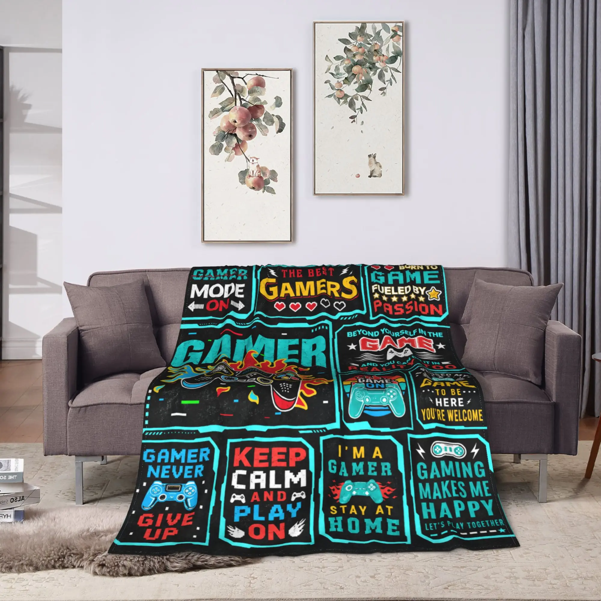 Gamer Mode On Game Controller Gaming Bundle Blankets Soft Comfy  Throw Blanket Winter Boy Girl Living Room Travel Bedspread