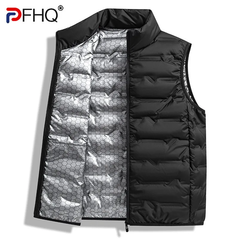 PFHQ Graphene Men Duck Down Lightweight Vest Men's Warm Vest Autumn Winter Stand Collar Male Tops Korea Fashion 21X888