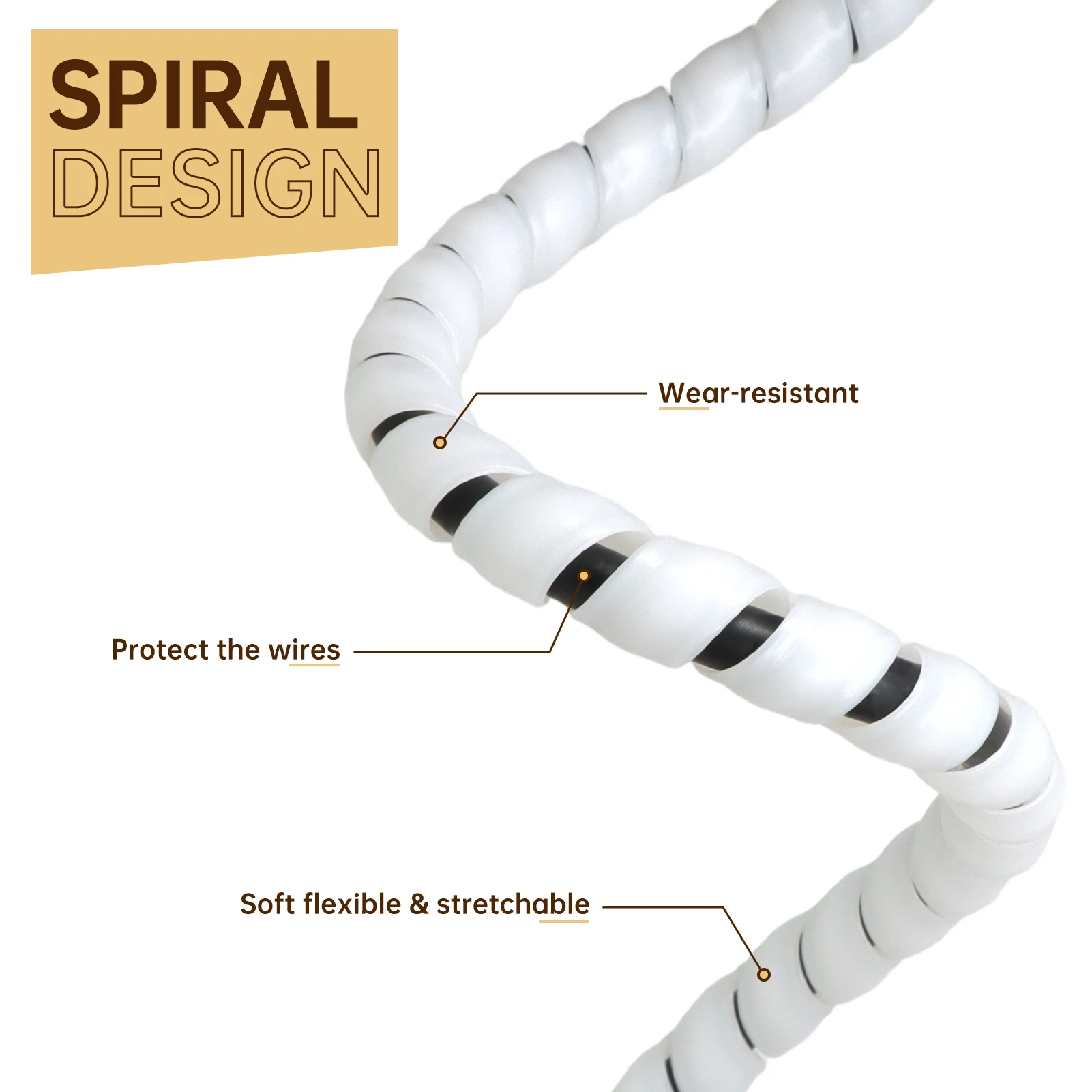 2/5/10M Spiral Cable Sleeve 8/10mm Anti-Bite Flexible Winding Tube Wire Organizer Cord Management Protector Wrap for Computer