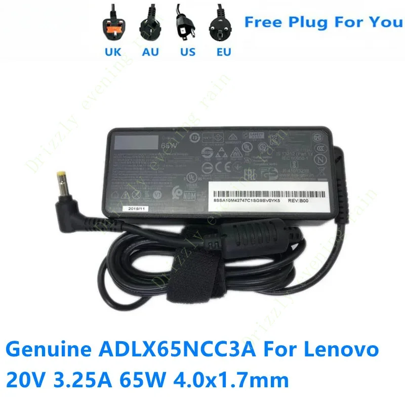 Original 65W laptop charger AC adapter for Lenovo ThinkPad 20V 3.25a 4.0x1.7mm adlx65ncc3a adlx65nlc3a power supply adapter