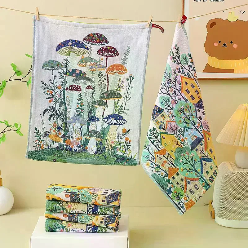 Large Hand Towels 4-Layer 100% Cotton Gauze Quick-Dry Dishcloths, Decorative Tea Towels For Kitchen & Bathroom 34x40cm