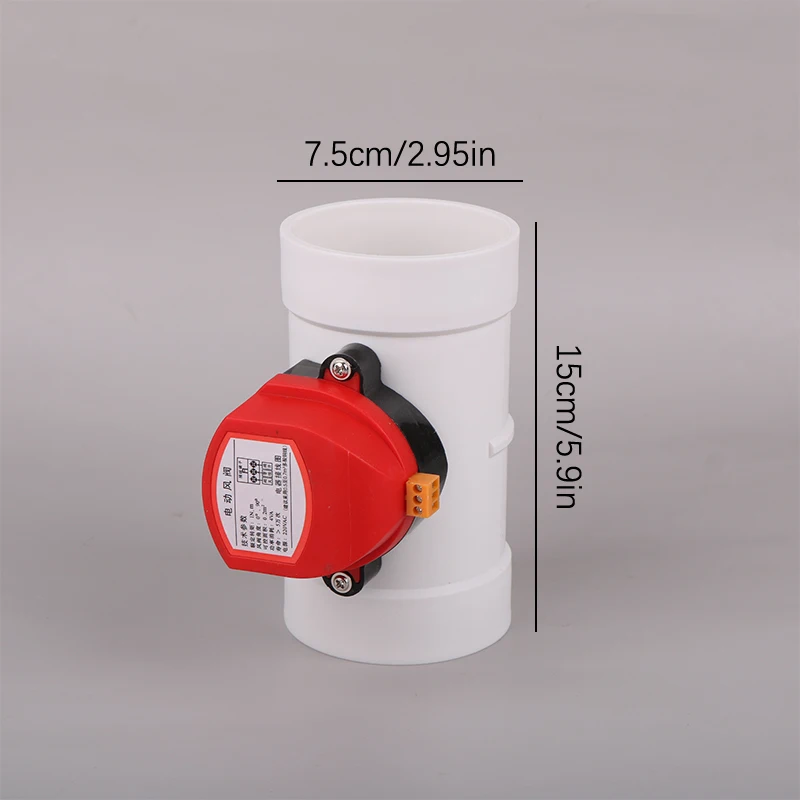 220V AC Plastic PVC Electric Air Damper PVC Motorized Pipe Control Check Valve 75mm 110mm Round Pipe Air Volume Controller