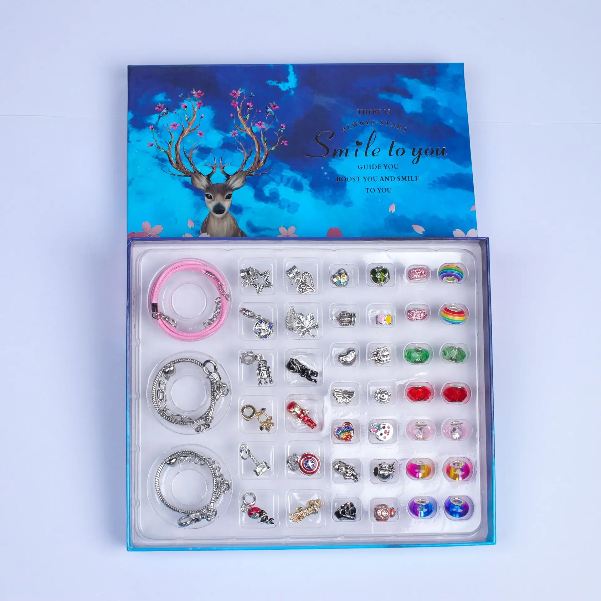 

New sika deer colorful crystal set diy aesthetic animation series series creative bracelet exquisite gift box