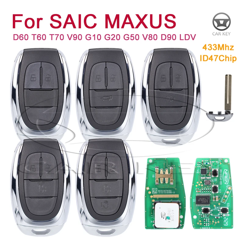 Remote Key 433Mhz ID47 Chip Proximity Smart Car Key Keyless for SAIC MAXUS D60 T60 T70 V90 G10 G20 G50 V80 D90 LDV