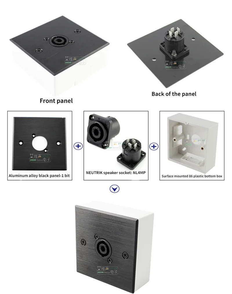 

NL4MP Imported 4-Core Speaker Wall Socket, Aluminum Alloy 86 Panel D-Type 1-bit, Wall Mounted, A86-1NL-B/A86-1NL-W