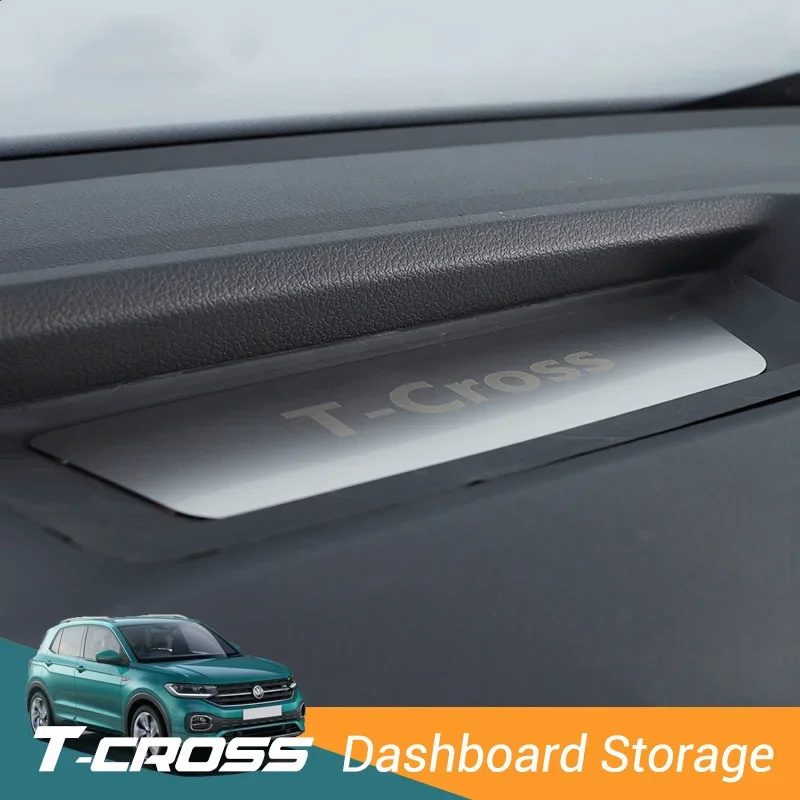 Car Dashboard Storage Box Mat Pad Cover Cushion Trim Stickers for Volkswagen T-cross Tcross 2019 2020 2021 2022 2023