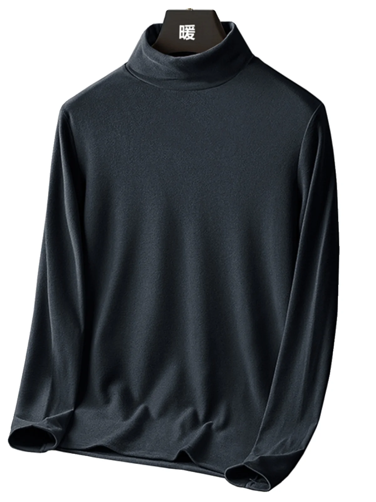 

Double-Sided Fce Long Sve T-irt Men's plus Size Loose Fit Warm f-High Collar Casual Outerwear Polyester Fiber