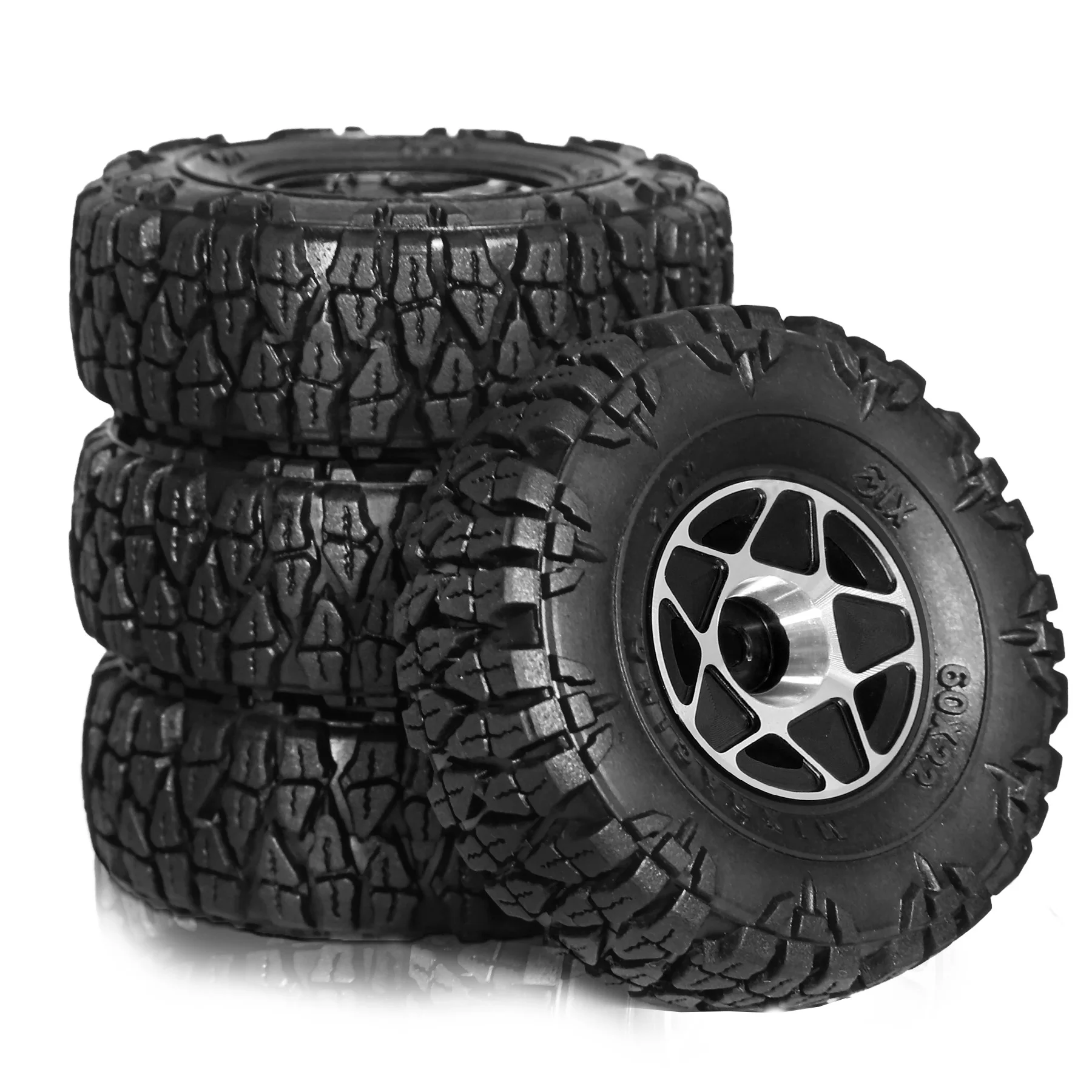 RED SPIDER 4Pcs 1.0 In RC Rubber Tires Metal Beadlock Wheel Rims Set Off-Road Tyres For 1/18 RC Crawler TRX4M Axial SCX24 FCX24