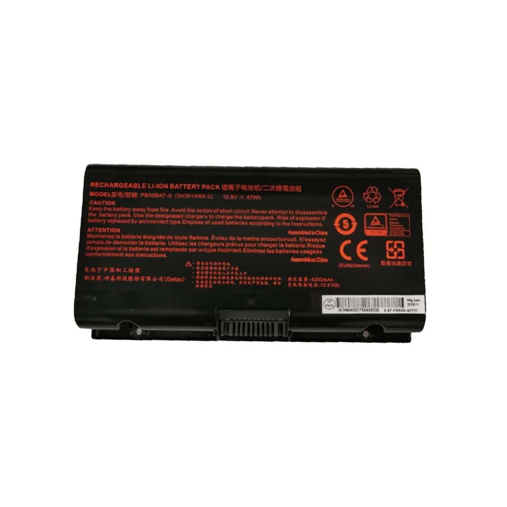 New Battery For PB50BAT-6 6-87-PB50S-61D02 11.1V 62WH 5500MAH PB50BAT-6-62 6-37-NH5NS-62L00 10.95V 62WH 5500MAH