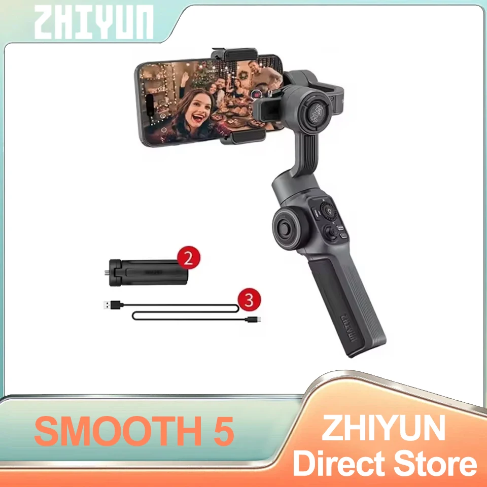 ZHIYUN Smooth 5 Gimbal 3-Axis Phone Handheld Stabilizer Portable Smartphone for iPhone 14 Pro Max/Huawei/Xiaomi