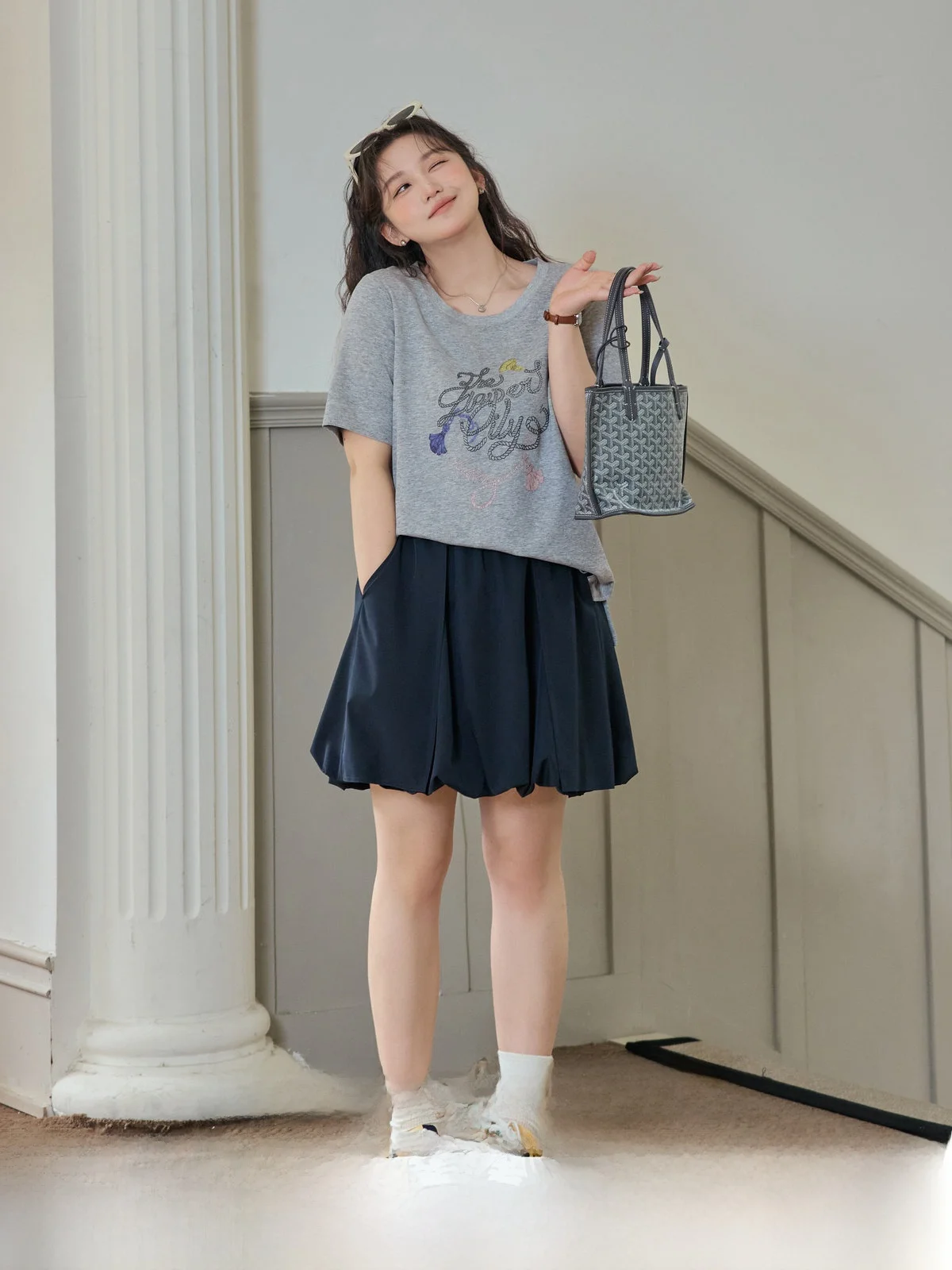 

Miu Series plus Size Women's Short Skirt Summer Slimming Hip Concealing Floral Bouquet Half-length A-line Skirts for An...
