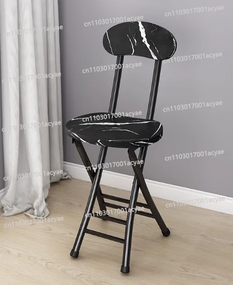 Portable Folding Chair - Easy Leisure Back Dining Stool for Home, Dorm & Beauty Use