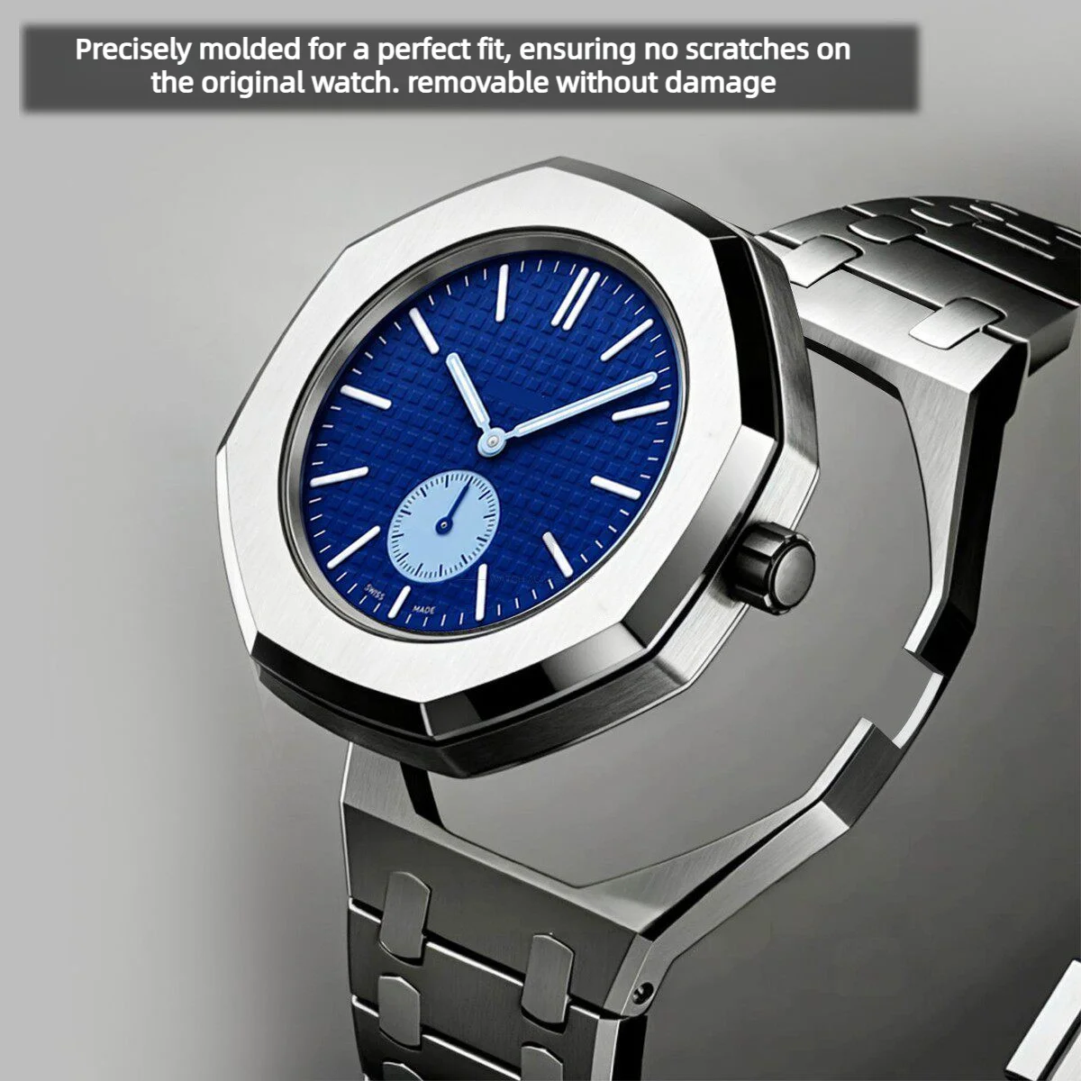For SWATCH x AP Royal Oak Pocket Watch Stainless Steel Case Mod Kit Metal Watch bezel Rubber watch band set watch Accessories