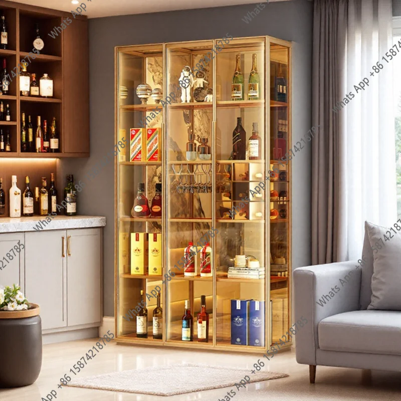 

Customized wine cabinet aluminum alloy glass wine cabinet bag toy tea display decorative partition cabinet
