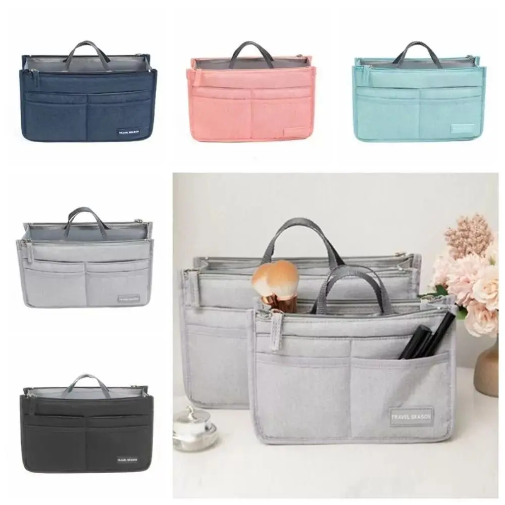 Portable Polyester Travel Toiletry Bag Waterproof Double Zipper Cosmetic Bag Bag Organizer Large Capacity Insert Bag