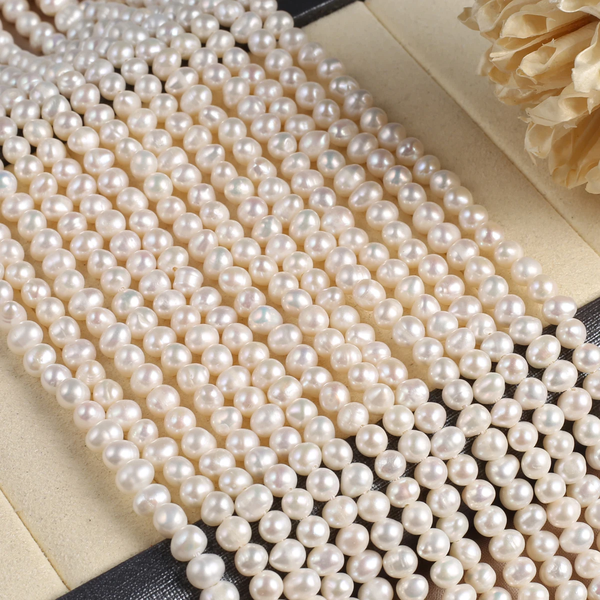 A-grade 100% Natural Freshwater Pearl Punch Beads Jewelry Making DIY Necklace Bracelet Accessory Gift 4-4.5mm/36cm