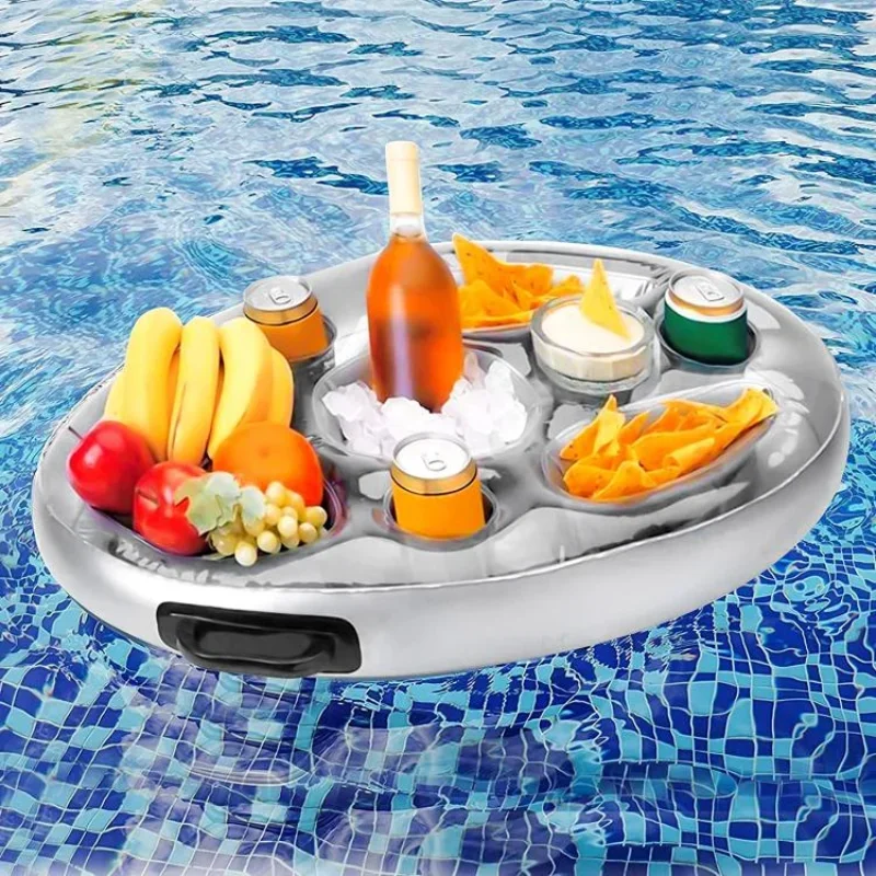 Water Floating Tray Beer Coke Coaster Inflatable Salad Plate Ice Bar Ice Bucket Drinks