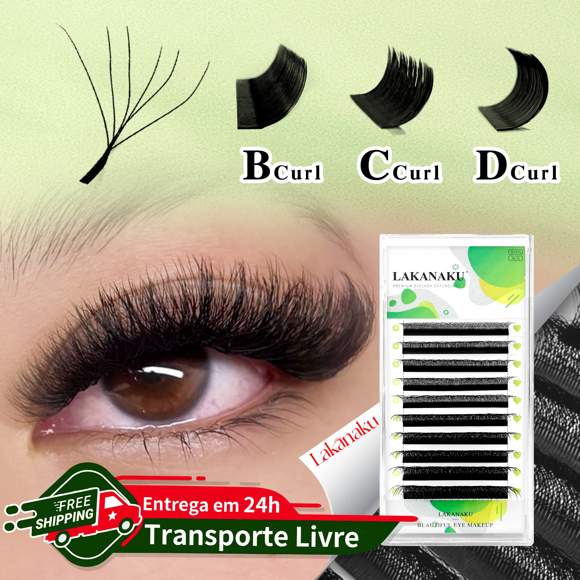 

LAKANAKU 6D W Cilios Eyelashes de pestañas U Eyelash Extensions Volume Clover Lashes