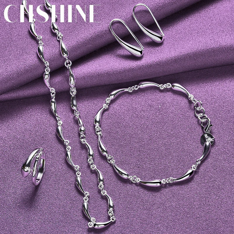 

CHSHINE 925 Sterling Silver Water Drop Necklace Ring Earrings Bracelet For Women Lovers Wedding Fashion Exquisite Jewelry Sets